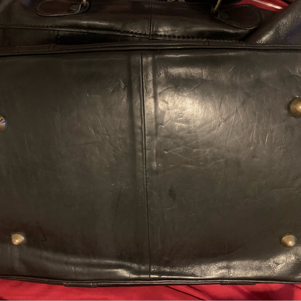 Large black leather men’s weekender satchel/duffel bag - Picture 4 of 4